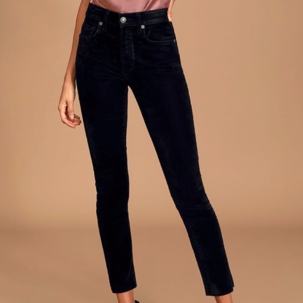 We The Free Black Velvet Skinny Jean Sz26